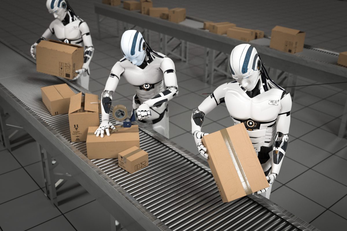 3D Illustration Roboter in der Logistik